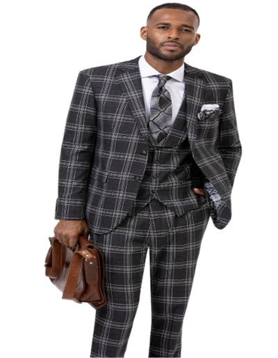 Black Windowpane Pane Suit