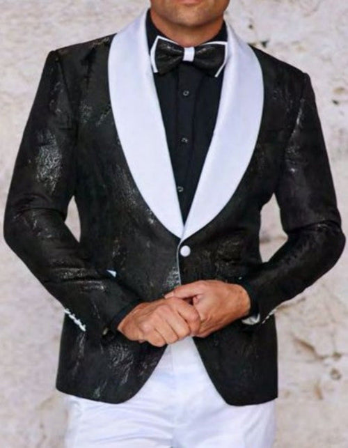 Mens Slim Fit Black Woven Sport Coat by USA Men's Outlet