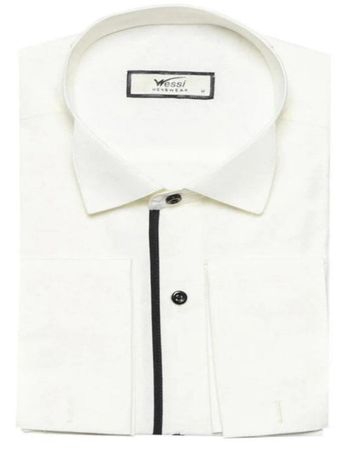 Cream Tuxedo Shirt by USA Men's Outlet
