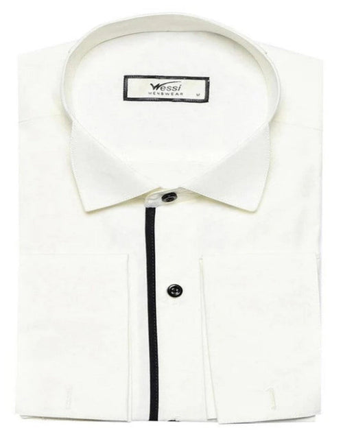 Cream Tuxedo Shirt by USA Men's Outlet