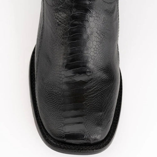 Ferinni Boot - Mens Dress Cowboy Boot - Ferrini Men's Nash Ostrich Leg Boots Handcrafted - Black in Black Color Ferrini USA