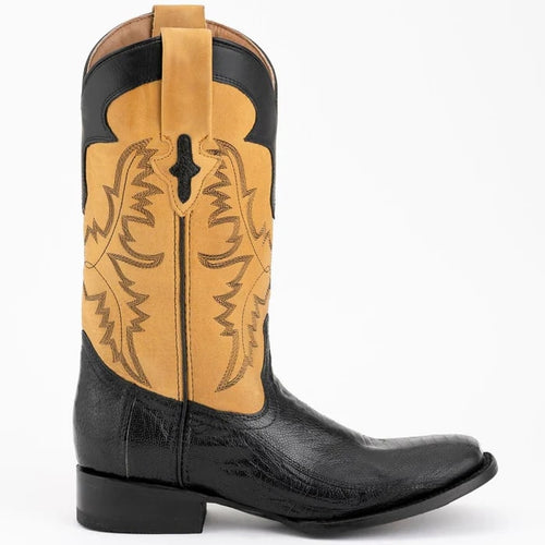 Ferinni Boot - Mens Dress Cowboy Boot - Ferrini Men's Nash Ostrich Leg Boots Handcrafted - Black in Black Color