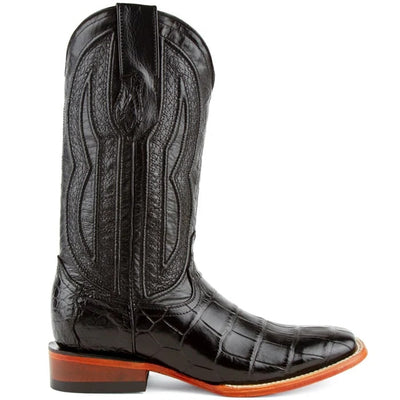 Ferinni Boot - Mens Dress Cowboy Boot - Ferrini Men's Stallion Alligator Belly Boots Square Toe Black in Black Ferrini USA