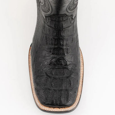 Ferinni Boot - Mens Dress Cowboy Boot - Ferrini Men's Dakota Hornback Caiman Western Boots - Square Toe Handcrafted Black in Black by Ferrini USA