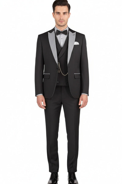 Black 1-Button Peak Tuxedo