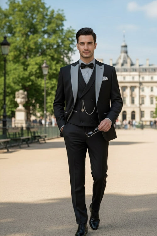 Black 1-Button Peak Tuxedo