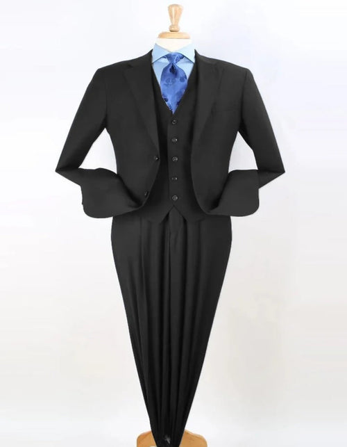 Pleated Suit - Mens Suits With Pleated Pant - Regular Fit Suit - Notch Lapel Black Suit - Men's Tuxedo USA