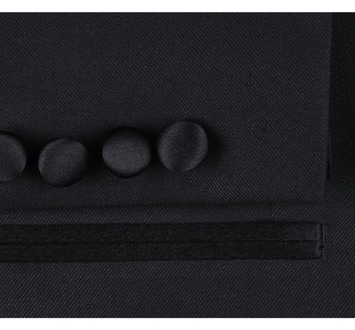 Black Prom Suit - Mens Traditional Two Button Classic Fit Notch Black Tuxedo