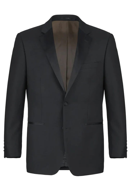 Black Prom Suit - Mens Traditional Two Button Classic Fit Notch Lapel Black Tuxedo