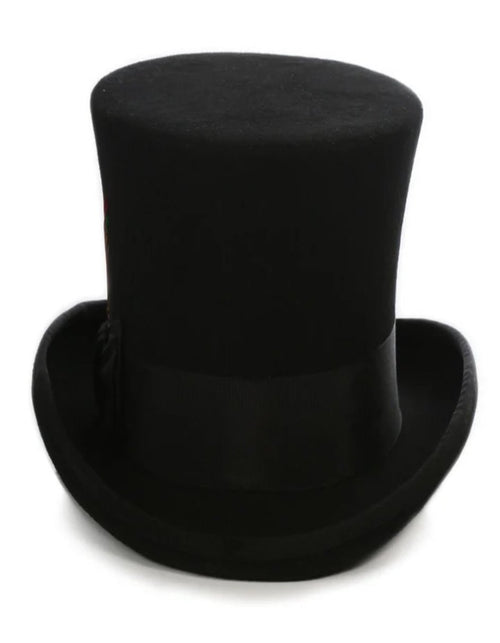 Victorian Steampunk Top Hat - 1800 19th Century - Dressy Loden Felt Top Black Hat by USA Men's Outlet
