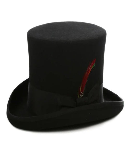 Victorian Steampunk Top Hat - 1800 19th Century - Dressy Loden Felt Top Black Hat by USA Men's Outlet