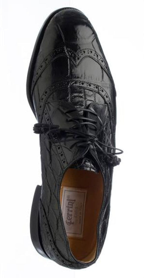 Belly Alligator Leather Shoes Men Black Italian Ferrini Wingtip Ferrini USA