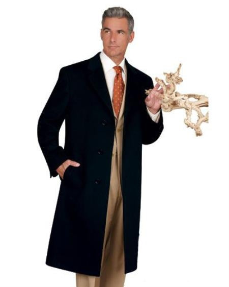 Men's Dress Coat Real Cashmere and Wool Blend Overcoat Available In Black Or Navy Blue Or Charcoal Or Camel Color - USA Men's Outlet