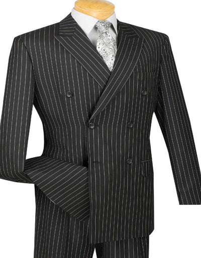 Pleated Suit - Mens Suits With Pleated Pant - Regular Fit Suit - Bold Black Pinstripe Suit - Men's Tuxedo USA