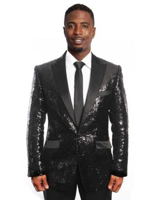 Mardi Gras Outfit - Mardi Gras Blazer For Men in Color Black in Sequin Fabric by Menssuitsatlantain