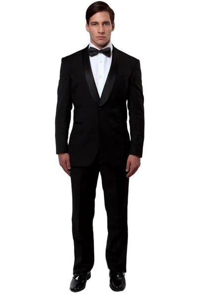 Black Prom Suit - Men's Classic Slim Fit Shawl Black Lapel Tuxedo