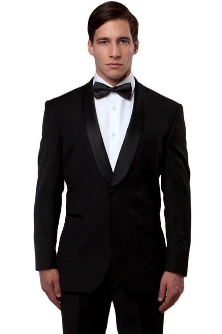 Black Prom Suit - Men's Classic Slim Fit Shawl Black Lapel Tuxedo