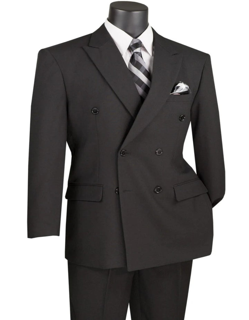 Mens Classic Double Breasted Poplin Black Suit