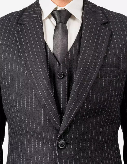 Mens Black Pinstripe Three Piece Suit Vintage Shelby Gangster Style by Mens Suitin