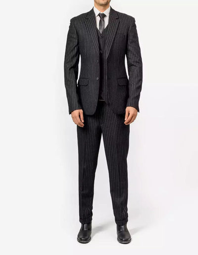 Mens Black Pinstripe Three Piece Suit Vintage Shelby Gangster Style by Mens Suitin