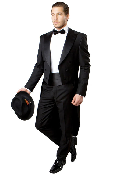 Black Prom Suit - Men's Classic Designer Long Tail Black Tuxedo
