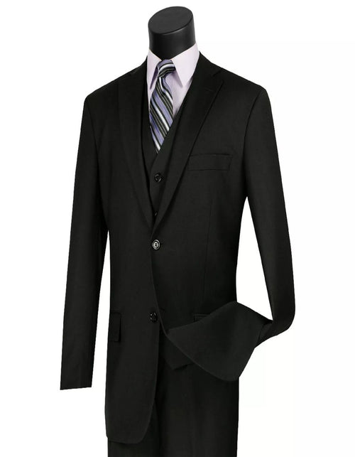 Mens Big and Tall Black Three Piece Two Button Classic Fit Suit by USA Men's Outlet