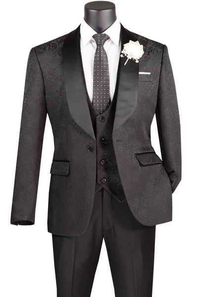 Black Vinci 1-Button Shawl Tuxedos