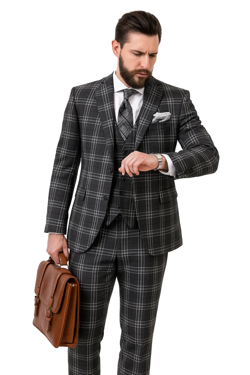Black Windowpane Pane Suit