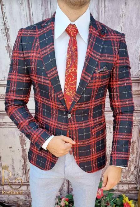 Red Tartan Blazer - Red Plaid Sport Coat - Mens Red Blazer – SuitUSA