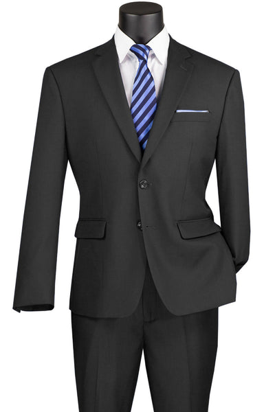 Mens Modern Fit Black Suit by Vinci Suits