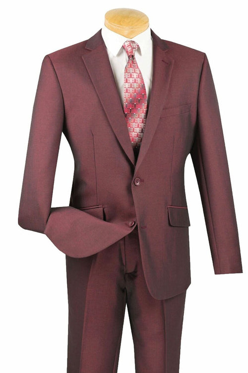 Smoke Blue Men's Slim Fit Textured Travel Suit - Stretch Fabric by Vinci