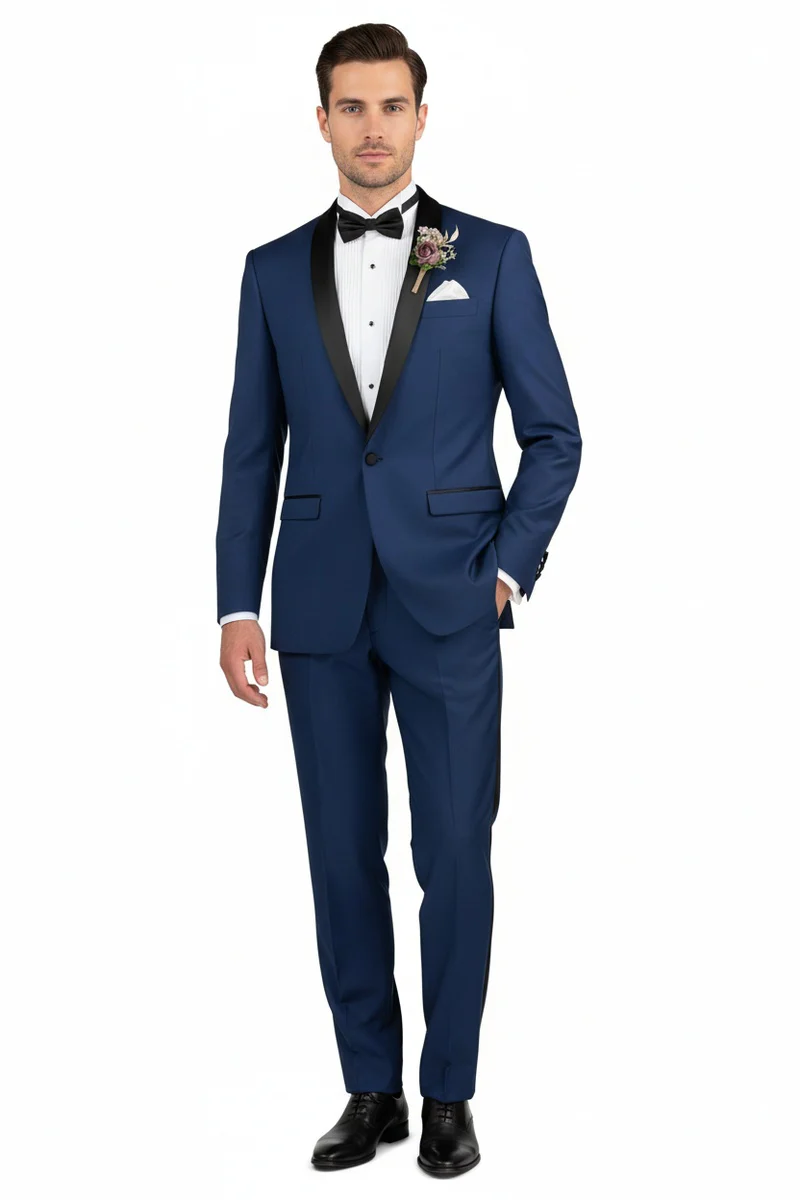 Blue 1-Button Shawl Tuxedo