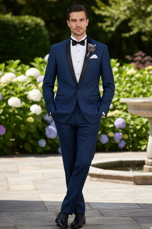 Blue 1-Button Shawl Tuxedo