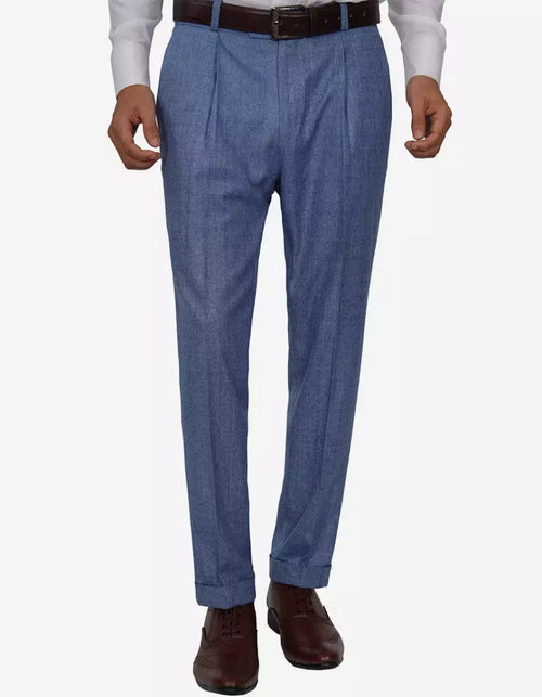 Mens Peak Lapel Two Piece Self Pattern Blue Suit by USA Men's Outlet