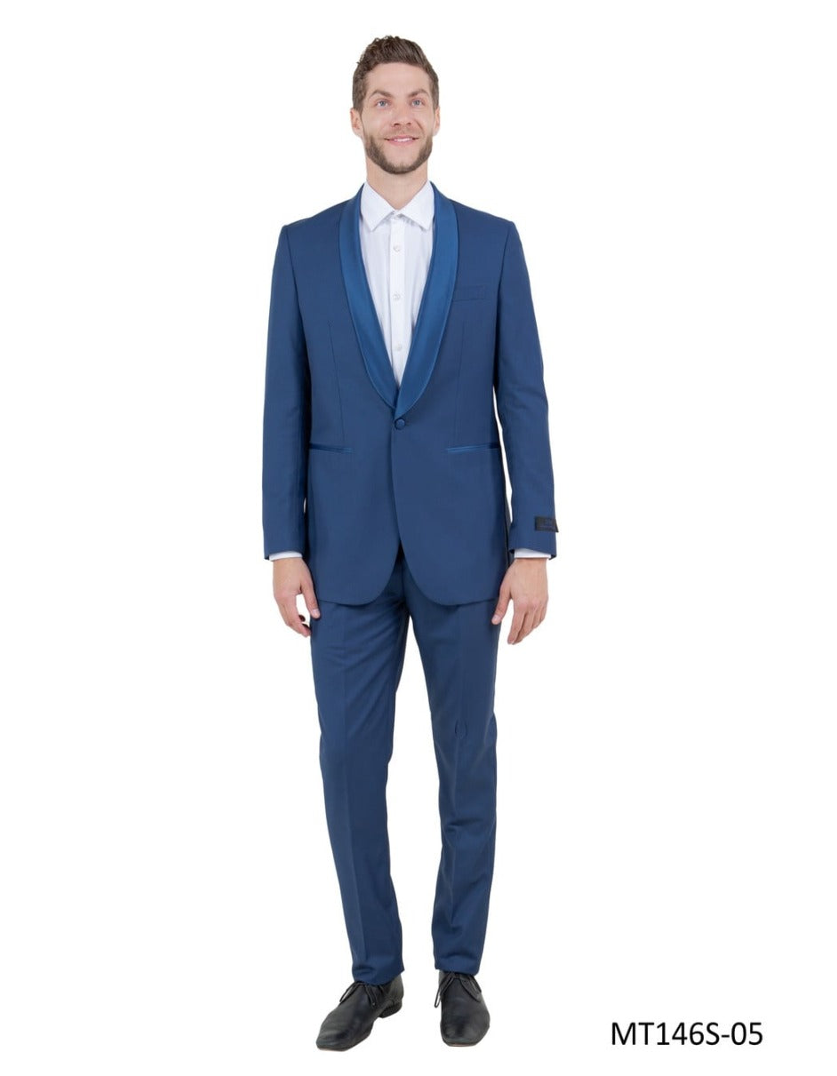 Cobalt Blue Tuxedo with Blue Lapel - All Indigo Blue Wedding Suit - Dark Royal - Men's Tuxedo USA – SuitUSA
