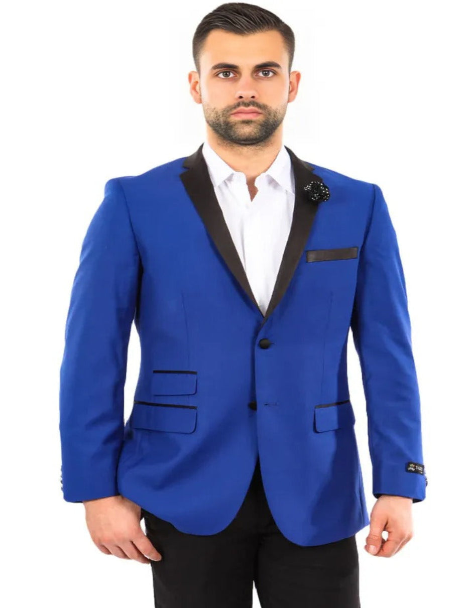 Cheap Tuxedos - Affordable Prom Suit - Men's Slim Fit Two Button Notch Indigo Blue Tuxedo Jacket