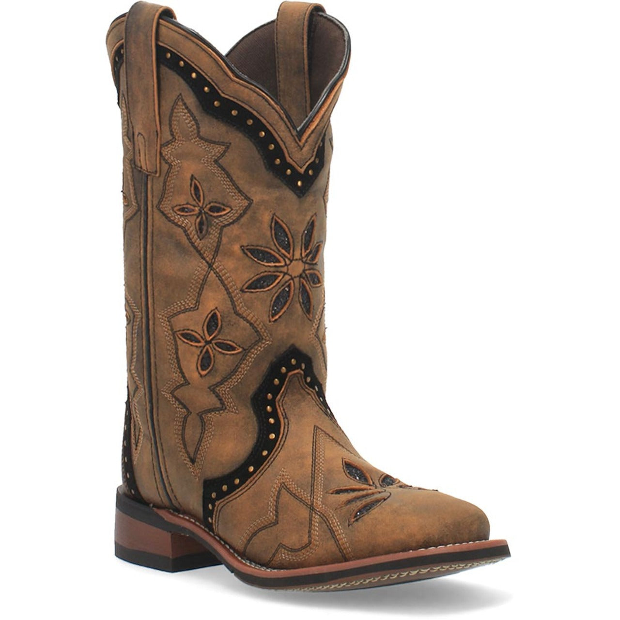 Laredo Bouquet Honey Leather Square Toe Women Boots