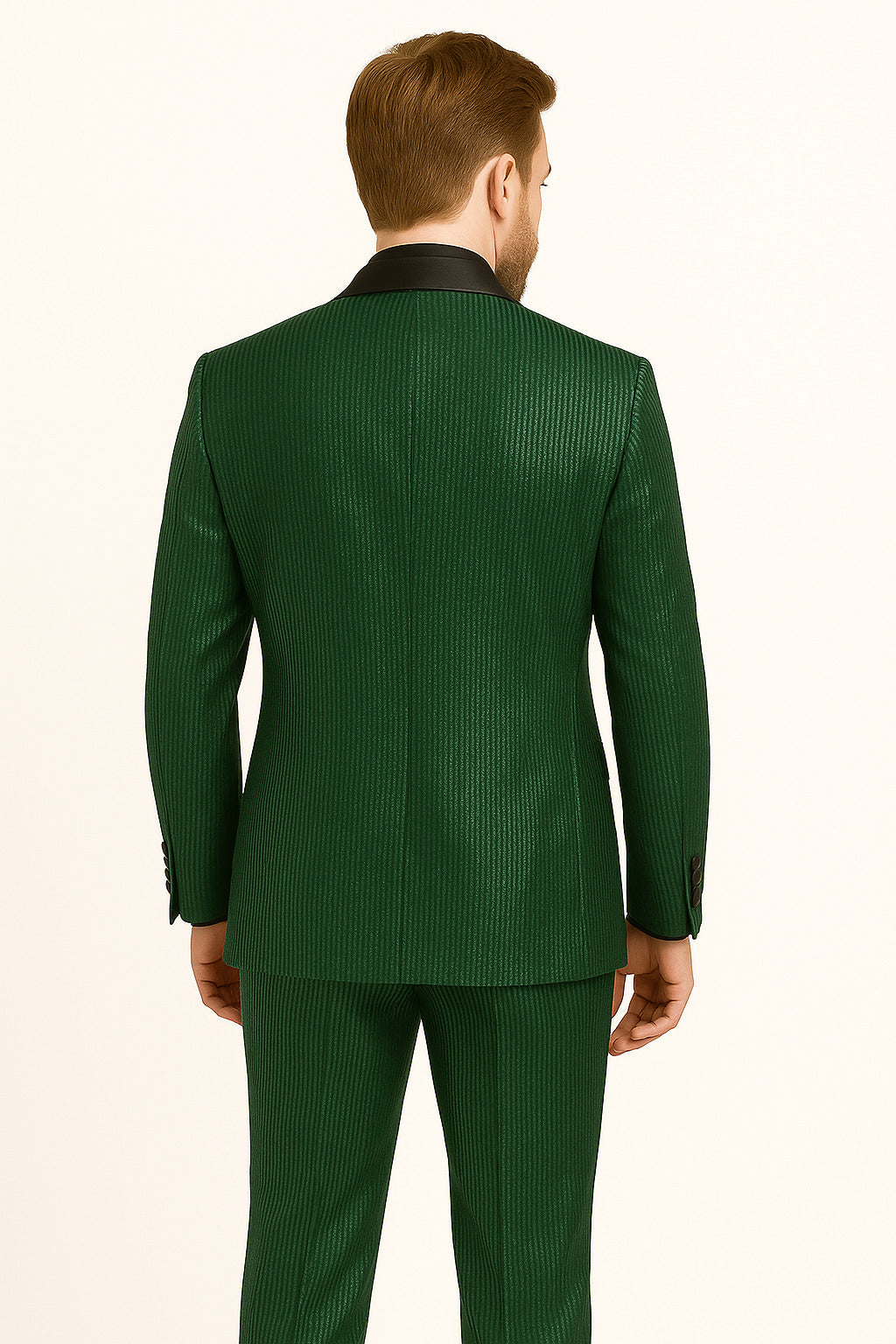 Men's Emerald Green Shiny Tuxedo with Black Satin Lapel and Matching Bow Tie – Ultra Slim Fit