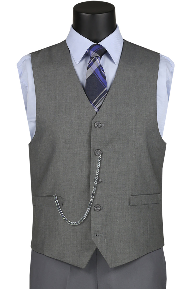 Men's Basic Suit Vest in Grey by Vinci Suits