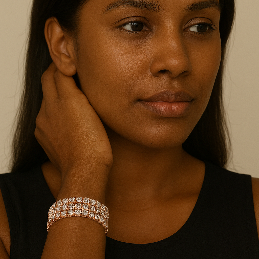 Rose Gold Rhinestone Stretch Bracelet Accessories B-1058 – SuitUSA
