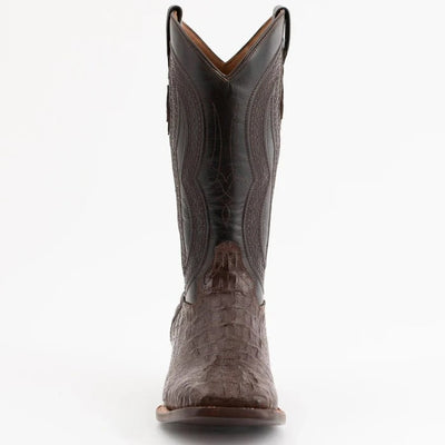 Ferinni Boot - Mens Dress Cowboy Boot - Ferrini Men's Dakota Hornback Caiman Boots - Square Toe Handcrafted Brown Ferrini USA