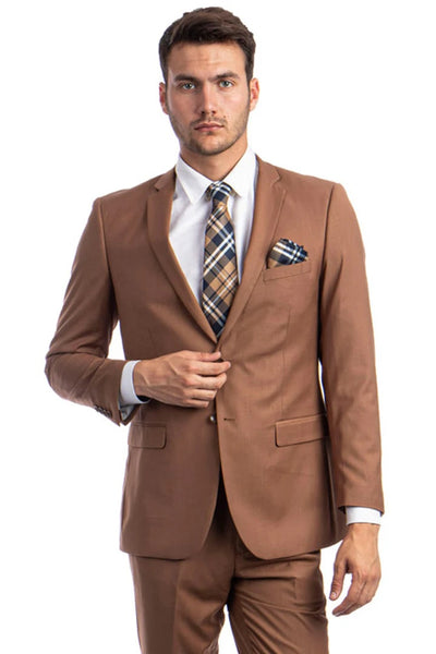 Brown Wedding Suit - Jacket + Pants - Brown Tuxedo - Brown Groomsmen Notch Lapel Suit - Men's Tuxedo USA