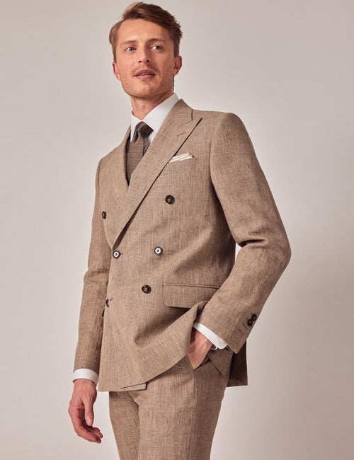 Mens Linen Suit For Beach Wedding - Summer Suit in Brown - Men's Tuxedo USA