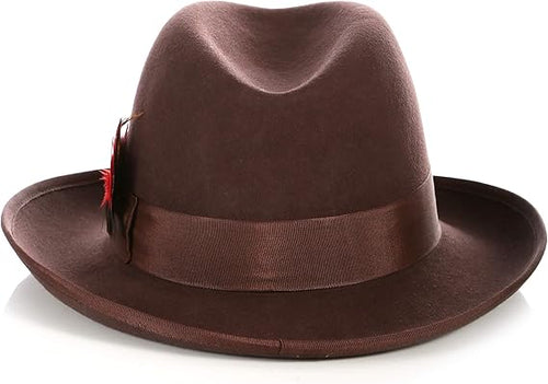 Premium Godfather Hat - Homburg Hat - Men's Homburg Brown by USA Men's Outlet