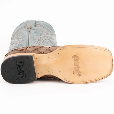 Ferinni Boot - Mens Dress Cowboy Boot - Ferrini Bronco Men's Print Pirarucu Fish Boots Handcrafted Brown in Brown Color