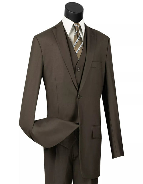 Mens Big and Tall Brown Three Piece Two Button Classic Fit Suit by USA Men's Outlet