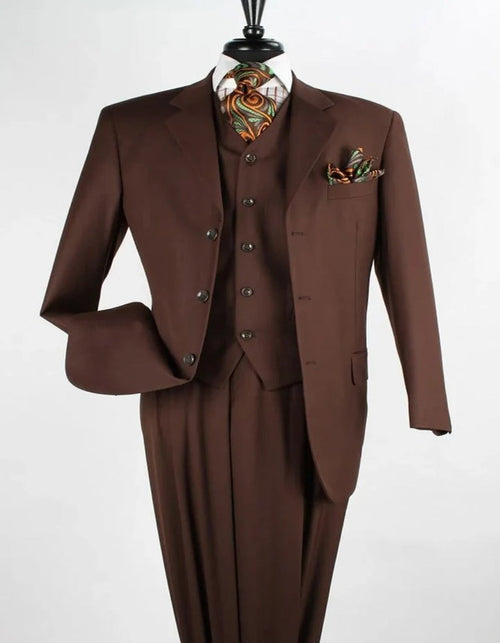 Pleated Suit - Mens Suits With Pleated Pant - Regular Fit Suit - Coco Brown Suit - Men's Tuxedo USA