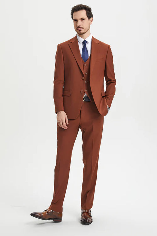 Brown Three-Piece Suit – Slim Fit