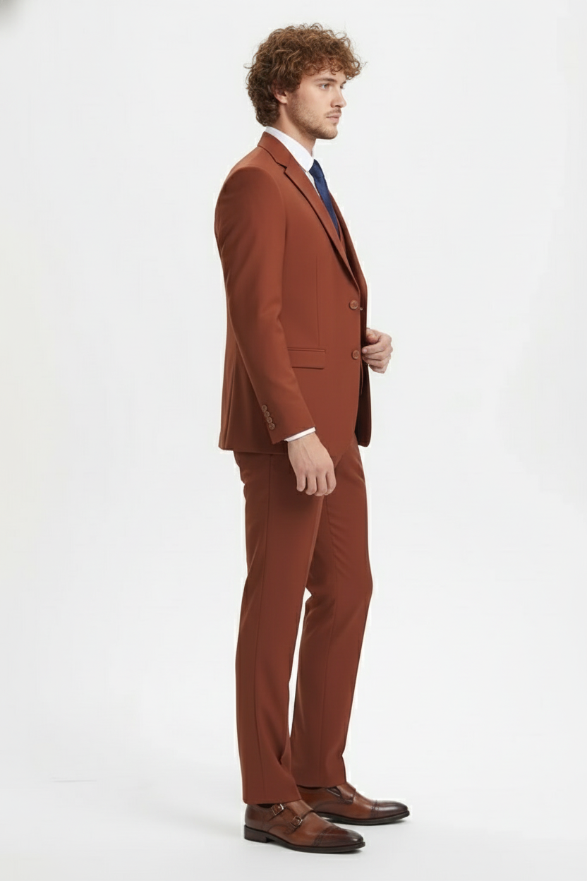Brown Three-Piece Suit – Slim Fit