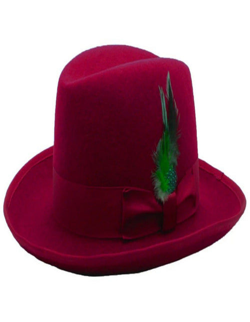 Burgundy Dress Hat 1920s Fedora Style - Mens Classic Gangster Godfather Wool Dress Hat in Burgundy by USA Men's Outlet